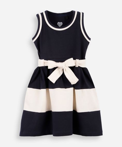 vestido infantil listrado azul