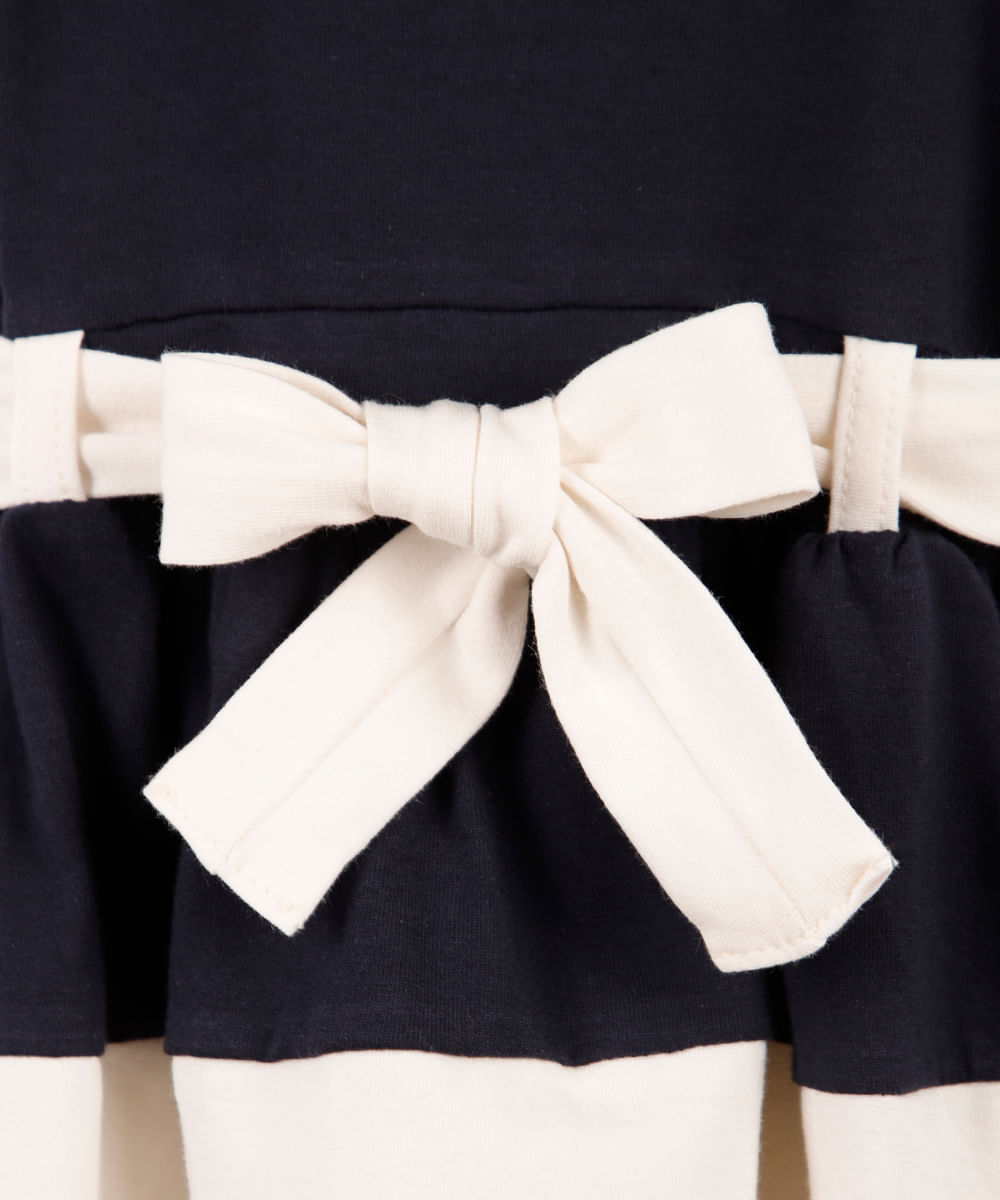 vestido infantil listrado azul