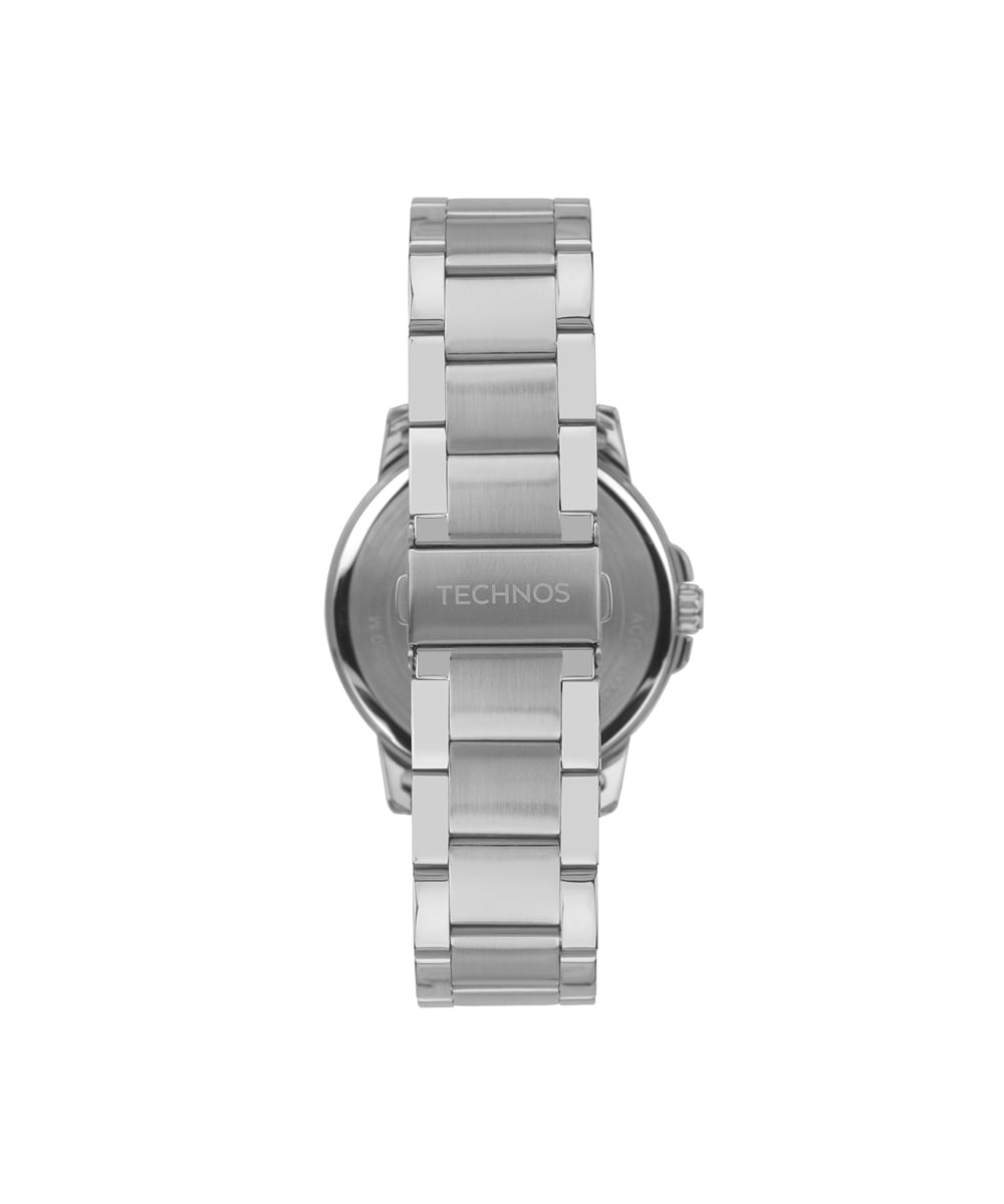 relógio masculino technos analógico calendário 2315lav1p prateado