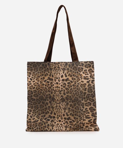 ecobag de algodão animal print marrom