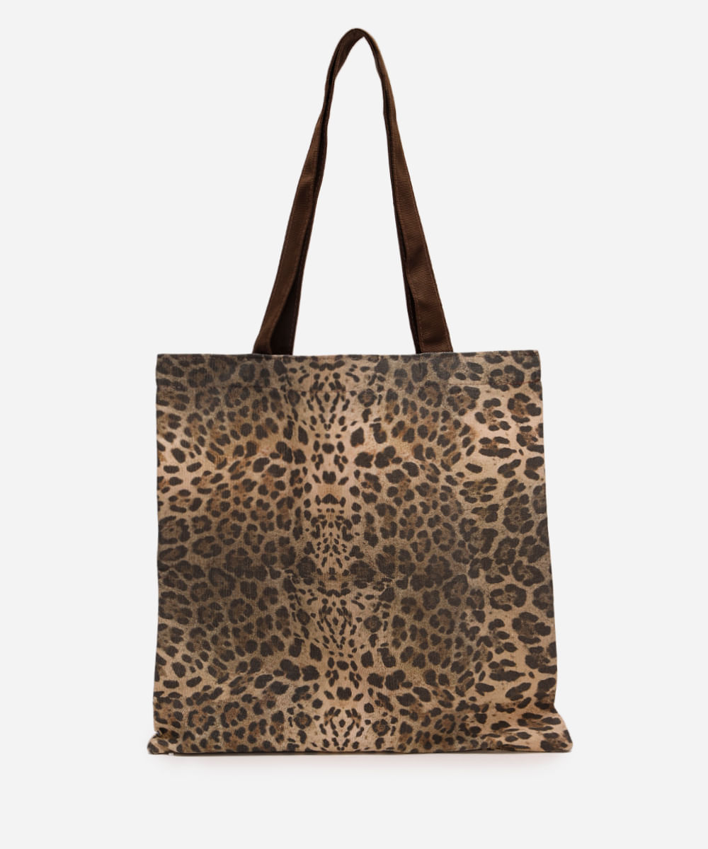 ecobag de algodão animal print marrom