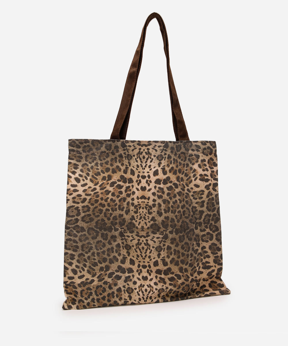 ecobag de algodão animal print marrom