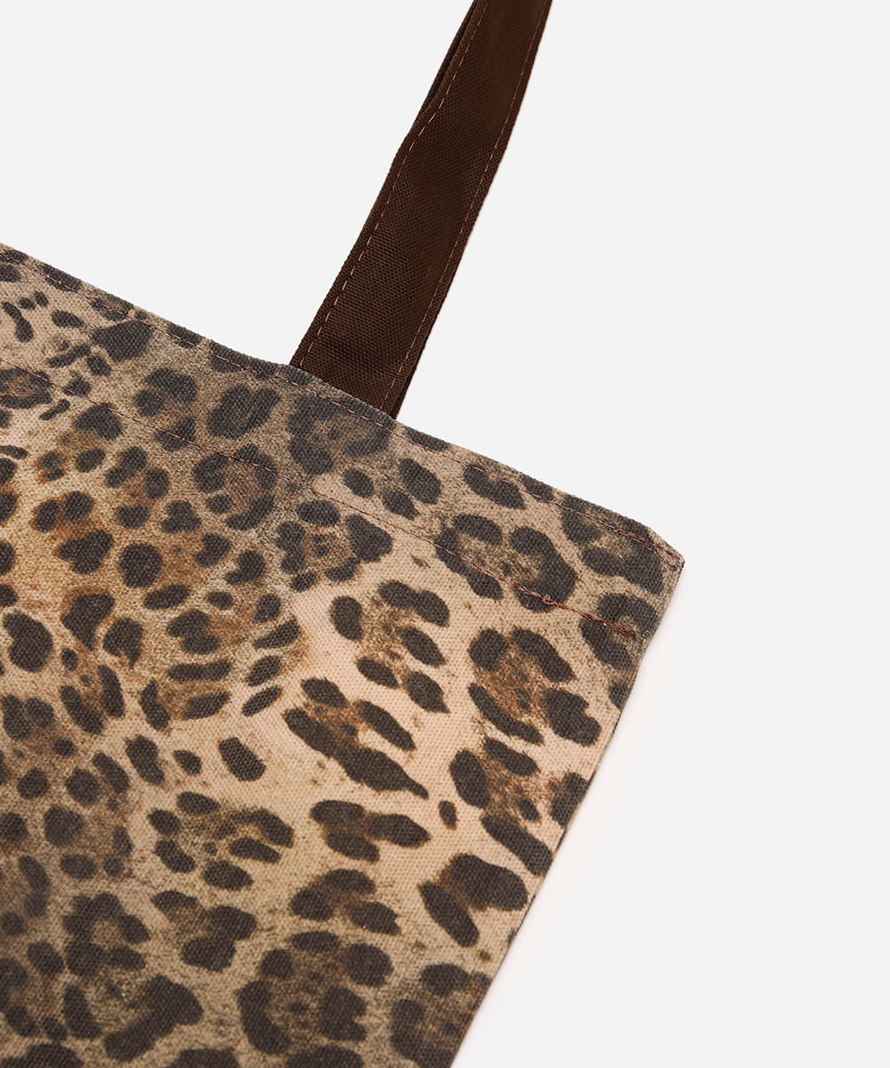 ecobag de algodão animal print marrom
