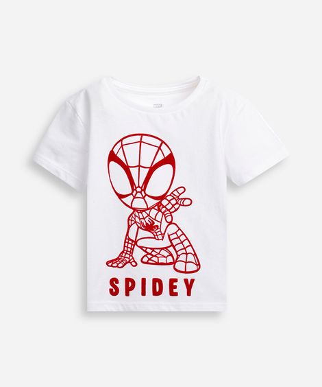 camiseta infantil de algodão homem aranha off white