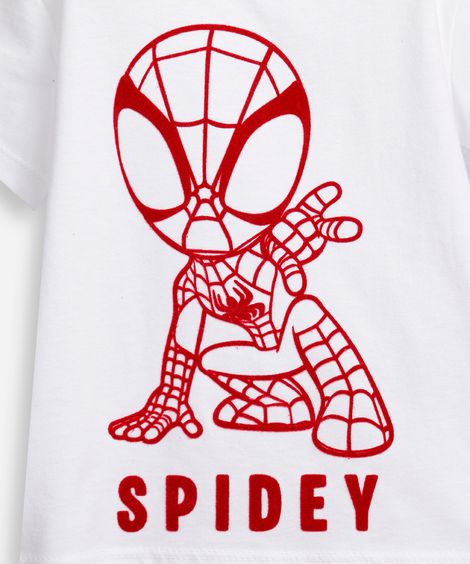 camiseta infantil de algodão homem aranha off white