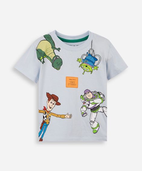 camiseta infantil toy story woody e amigos azul