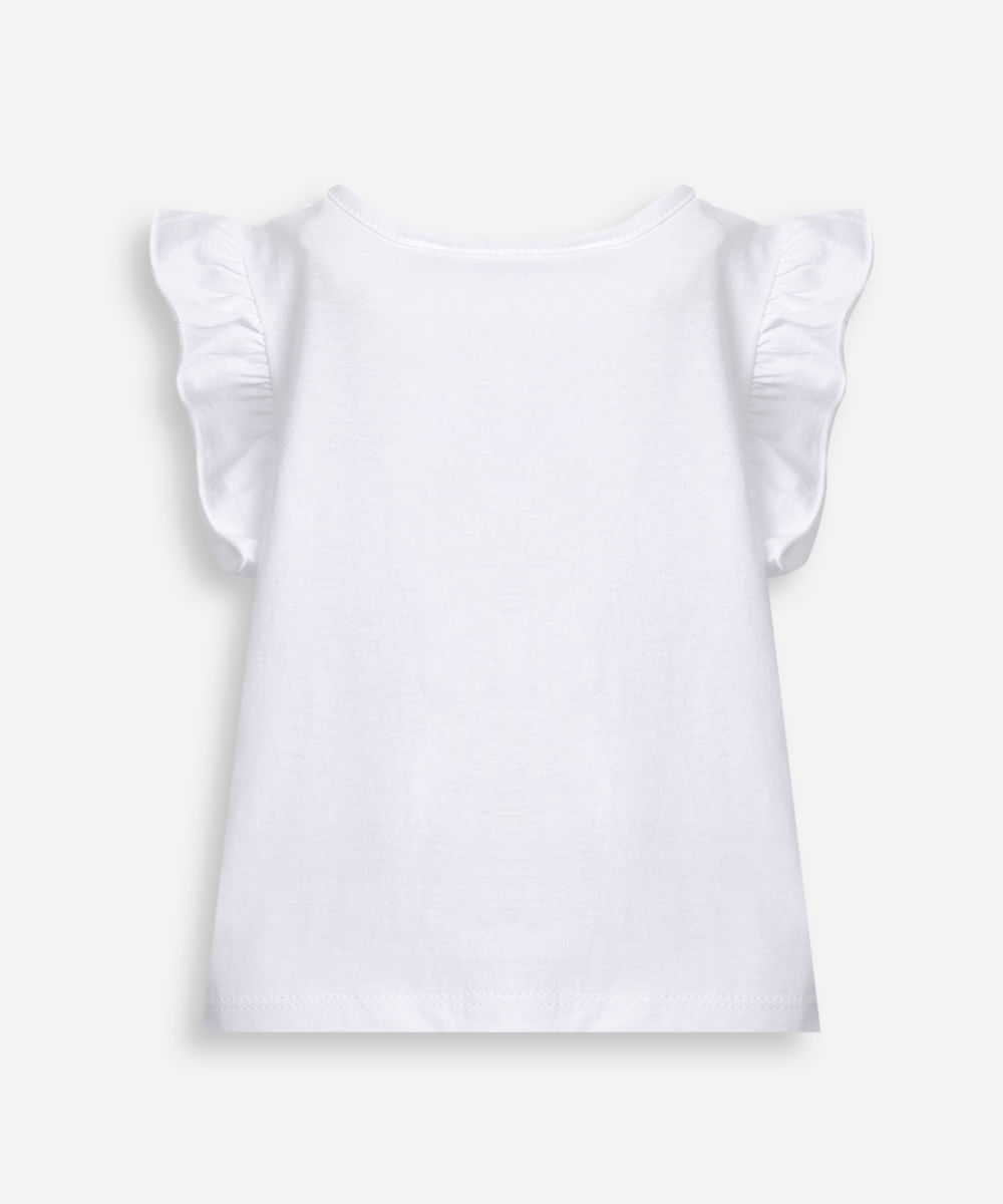 blusa infantil de algodão stitch com paetê off white