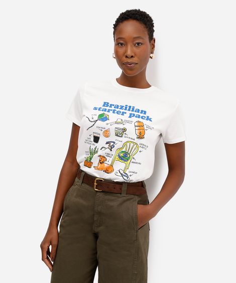 camiseta feminina brasil pack off white