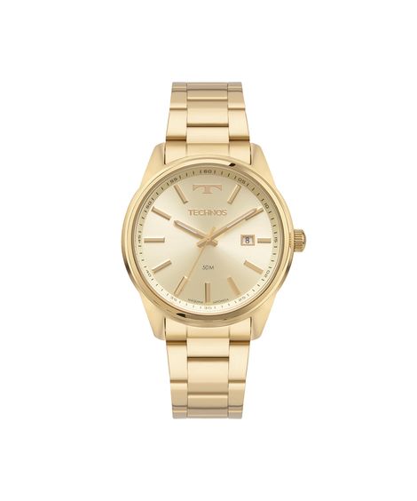 relógio masculino technos analógico calendário 2115tya1d dourado