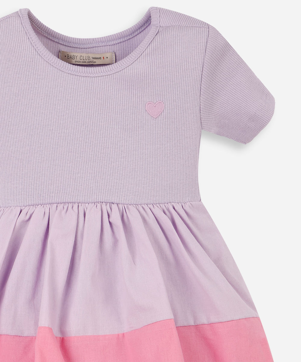 vestido infantil balonê bicolor lilás