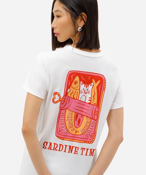 camiseta feminina sardinha off white