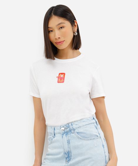 camiseta feminina sardinha off white