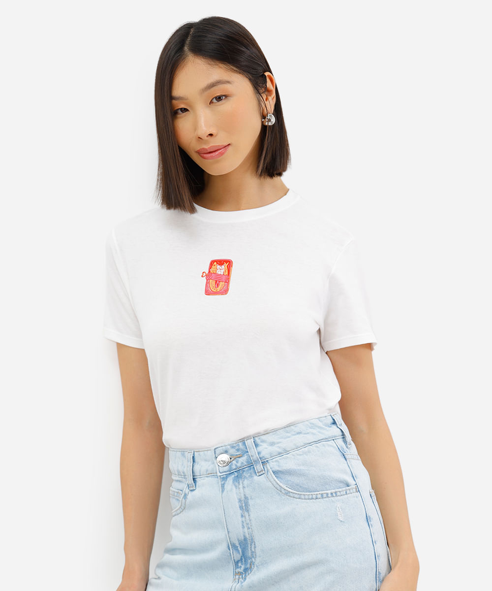 camiseta feminina sardinha off white