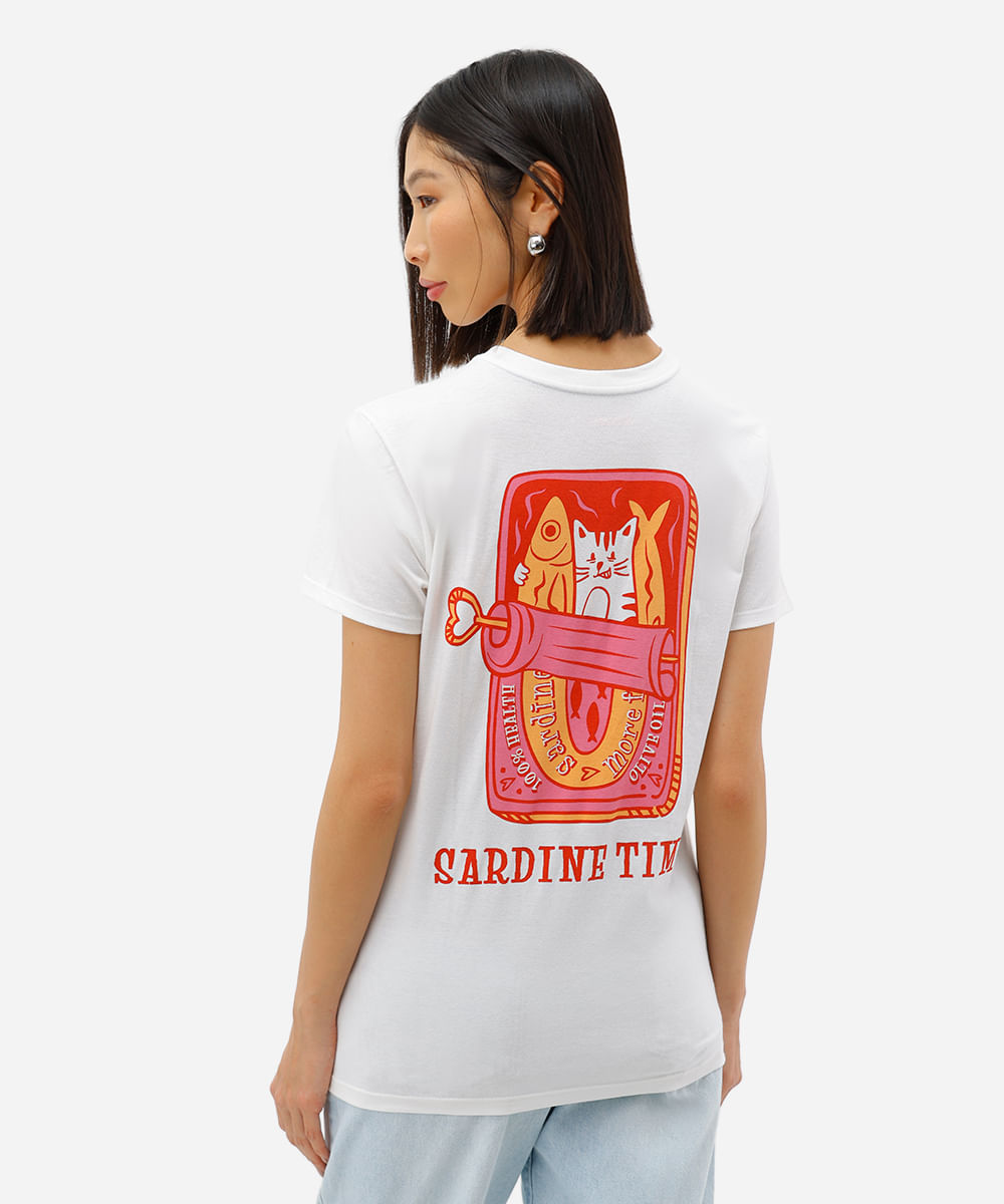 camiseta feminina sardinha off white