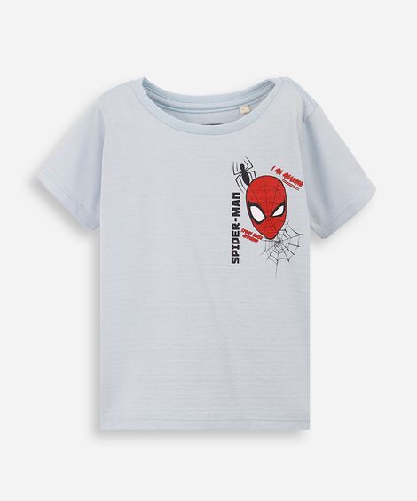 camiseta infantil texturizada homem aranha azul