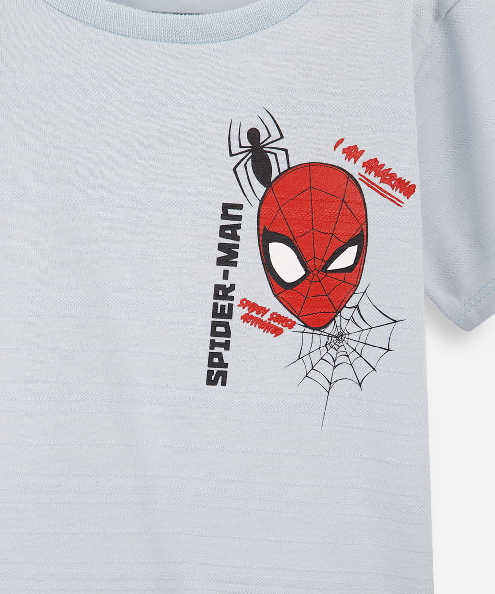 camiseta infantil texturizada homem aranha azul