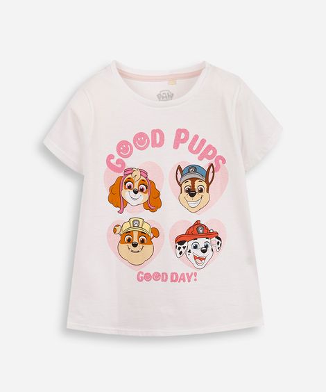 camiseta infantil patrulha canina off white