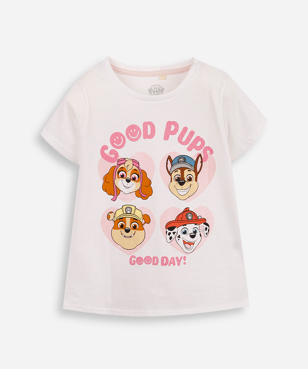 camiseta infantil patrulha canina off white