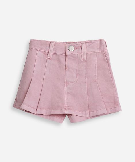 short saia infantil transpassado pregas rosa