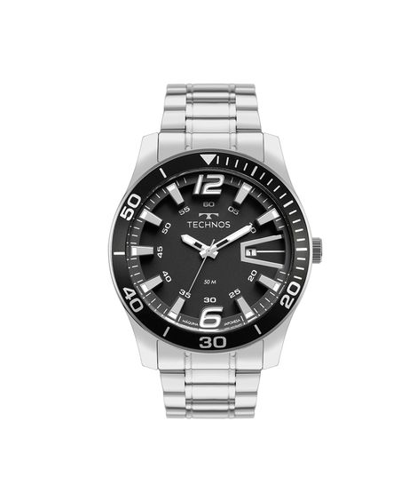 relógio masculino technos analógico calendário 2115txak1p prateado