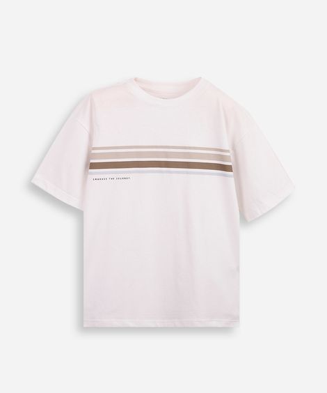 camiseta infantil comfort listras off white