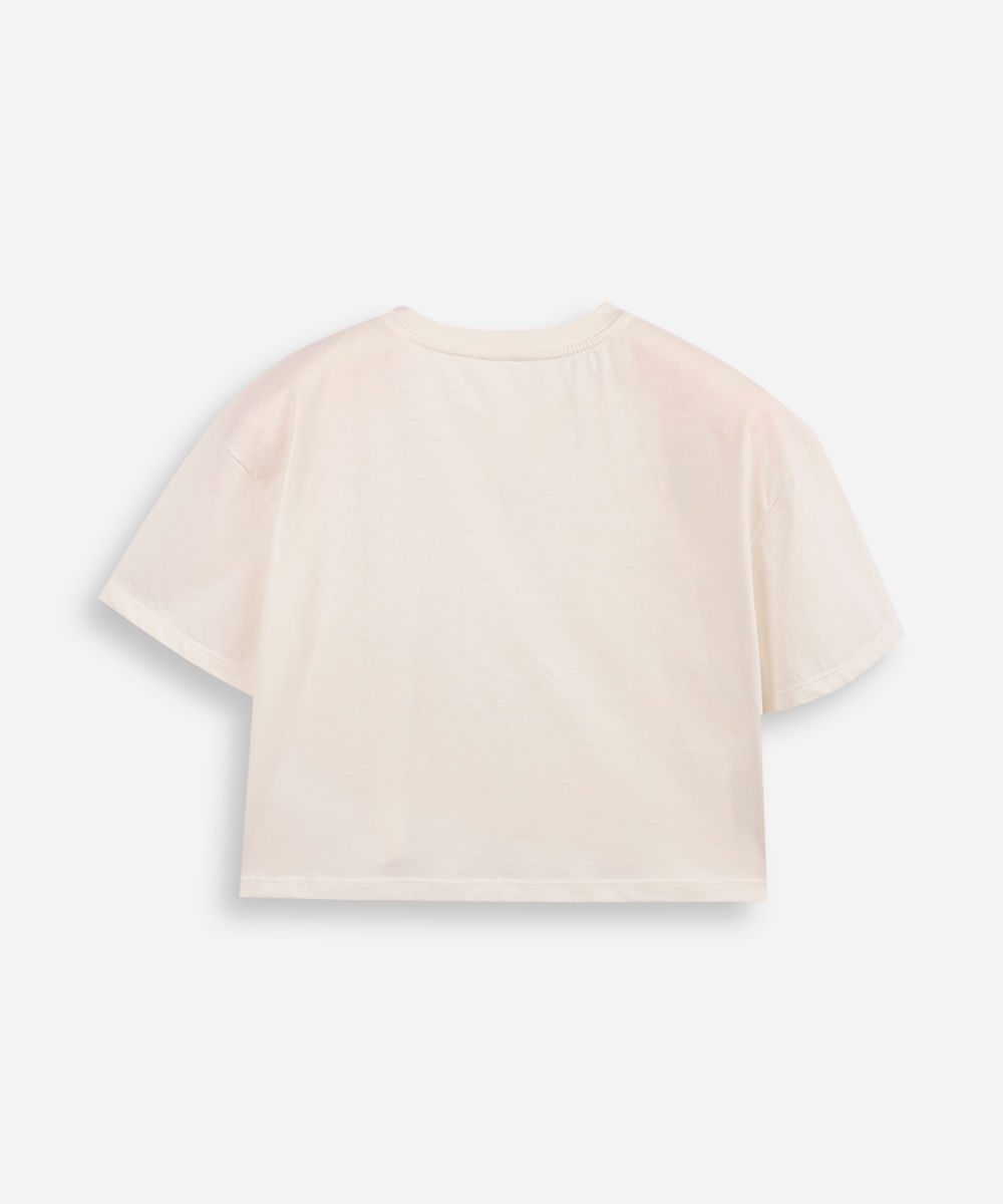 camiseta juvenil boxy cropped cinnamoroll frutas cítricas off white