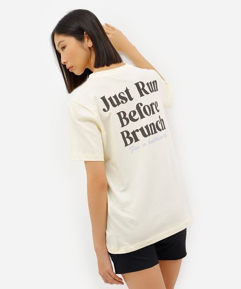 camiseta feminina oversized local just run amarela