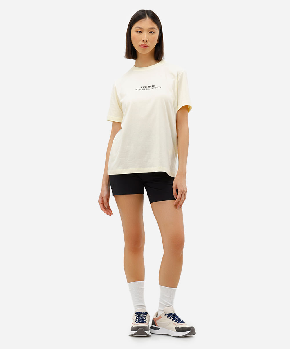 camiseta feminina oversized local just run amarela