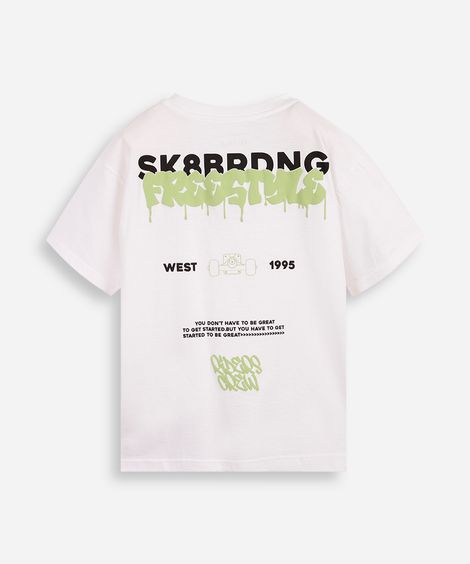 camiseta infantil manga curta silk street off white