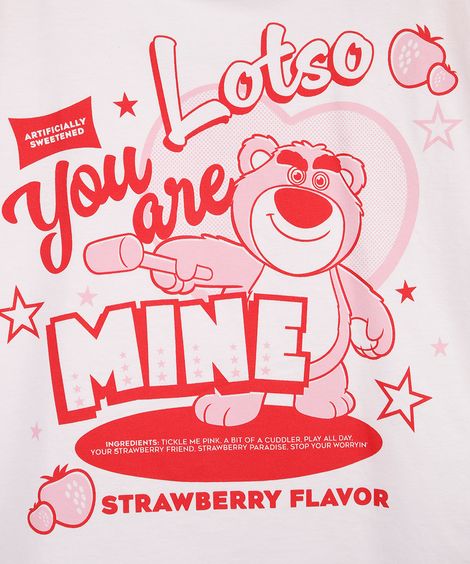 camiseta juvenil boxy cropped lotso you are mine off white