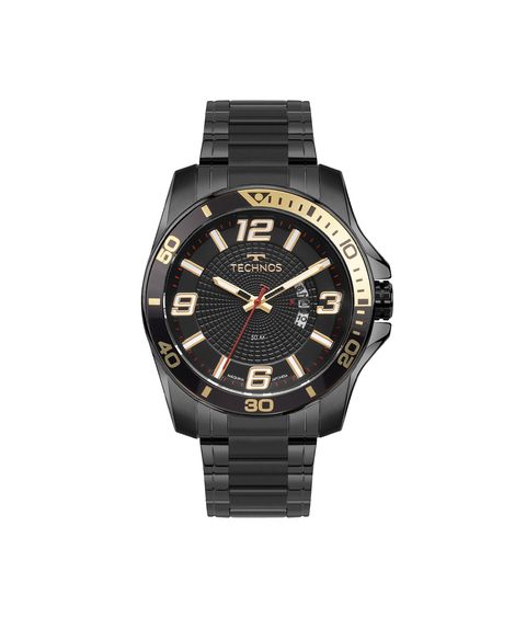 relógio masculino technos analógico calendário 2117lfr1p preto