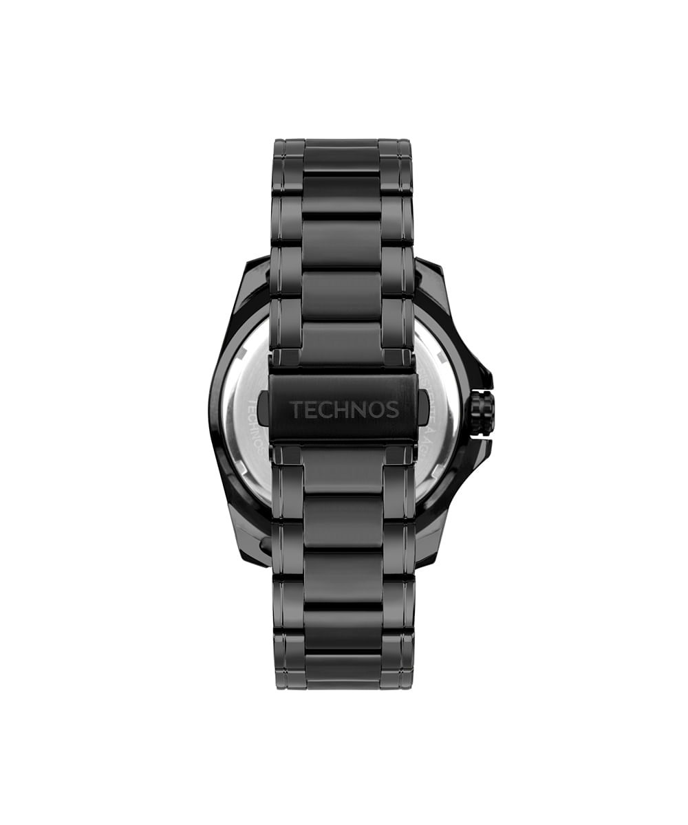 relógio masculino technos analógico calendário 2117lfr1p preto