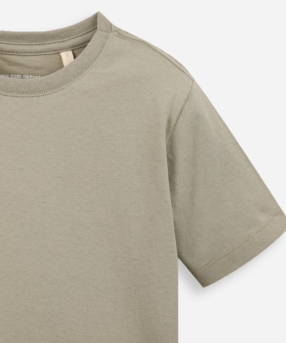 camiseta de algodão infantil manga curta básica verde
