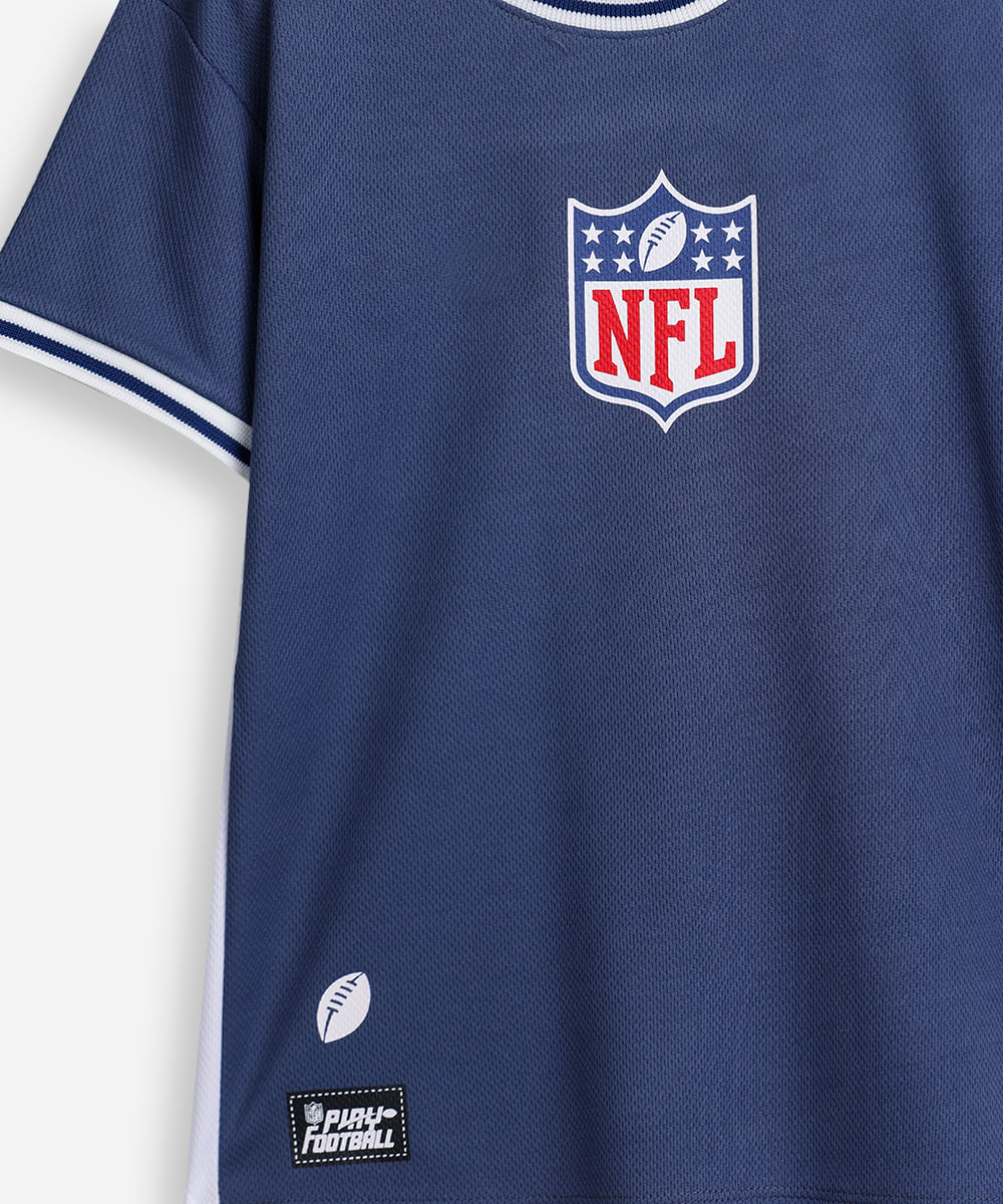 camiseta infantil esportiva malha dry azul