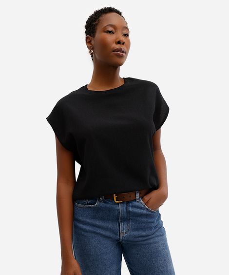 blusa muscle feminina texturizada básica preta