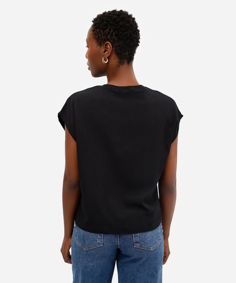 blusa muscle feminina texturizada básica preta