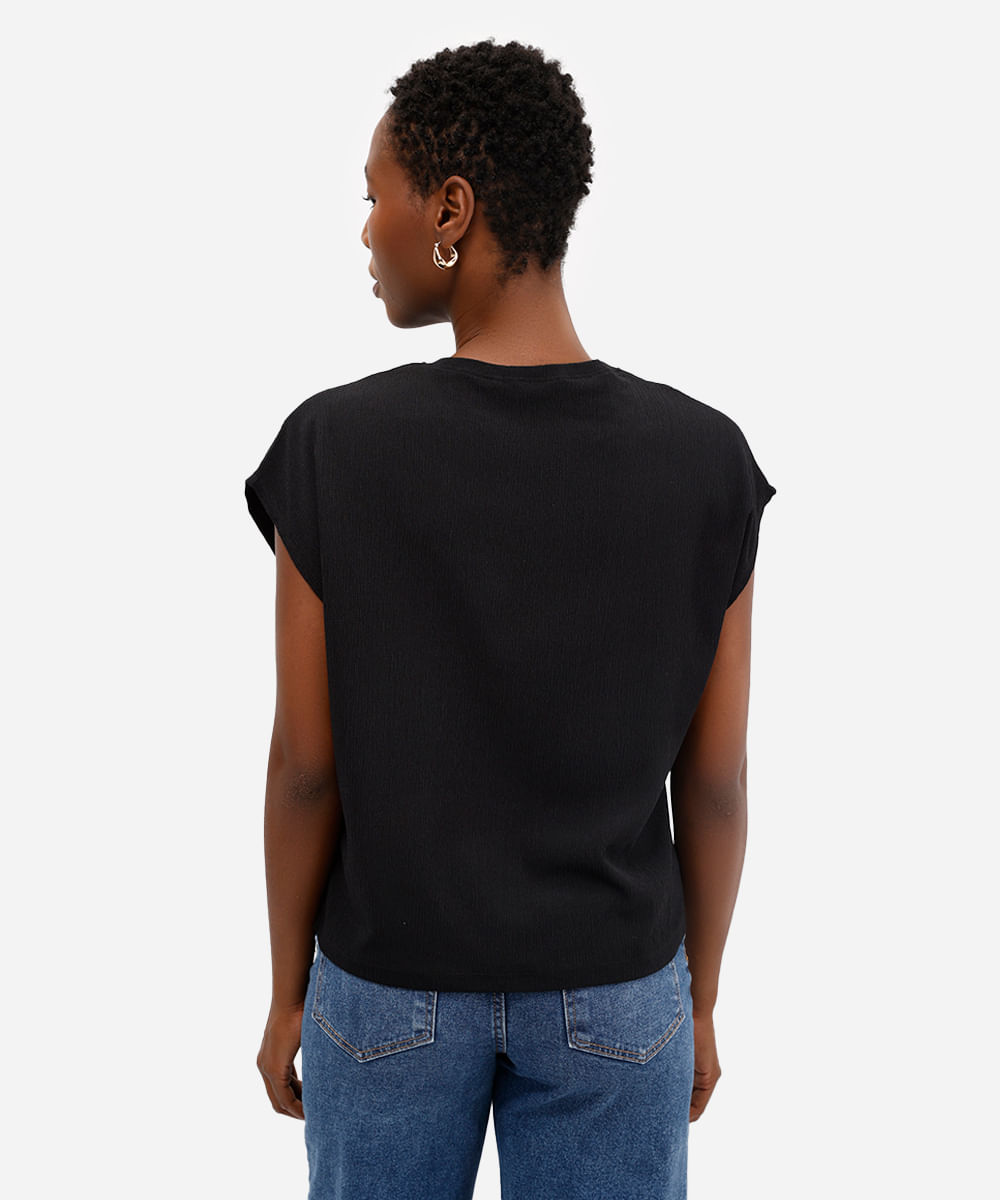 blusa muscle feminina texturizada básica preta