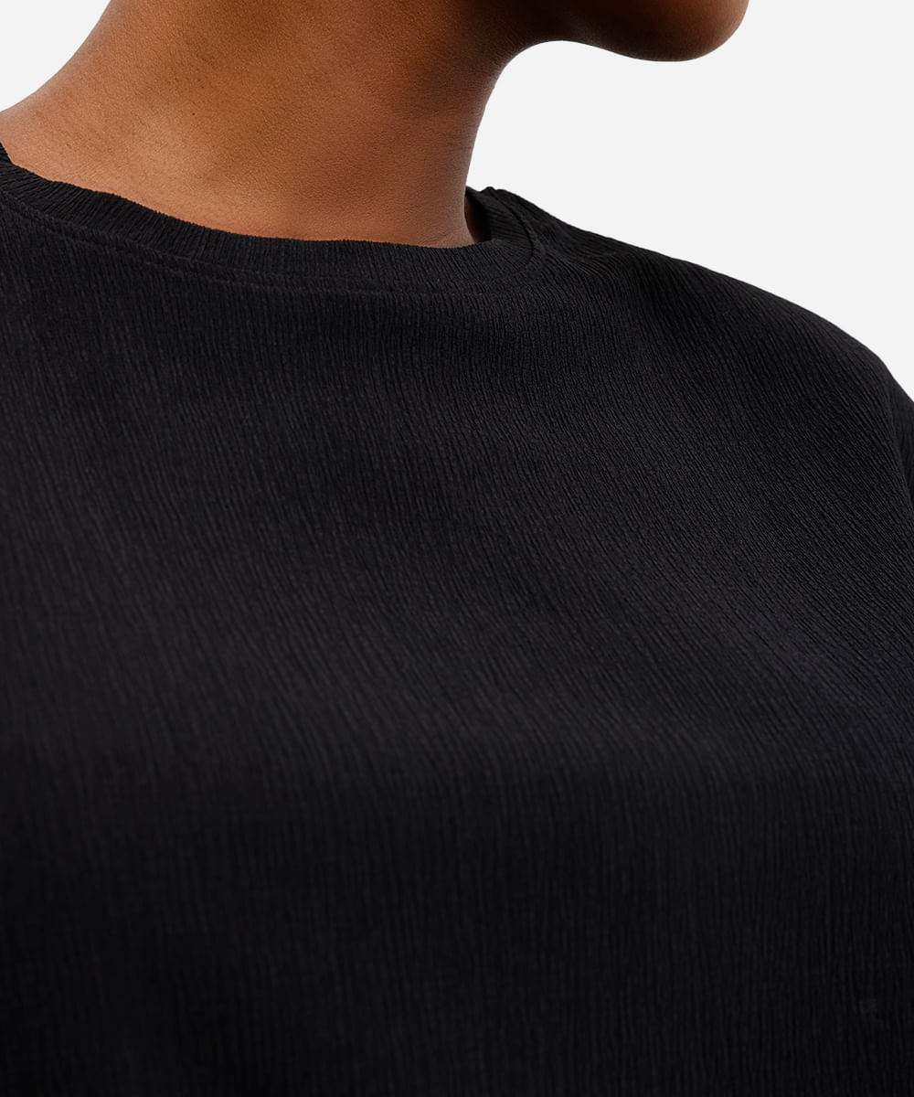 blusa muscle feminina texturizada básica preta