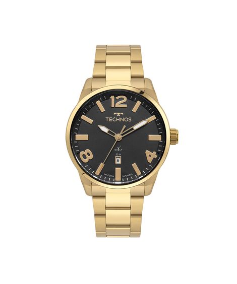 relógio masculino technos analógico calendário 2115ubf1p dourado