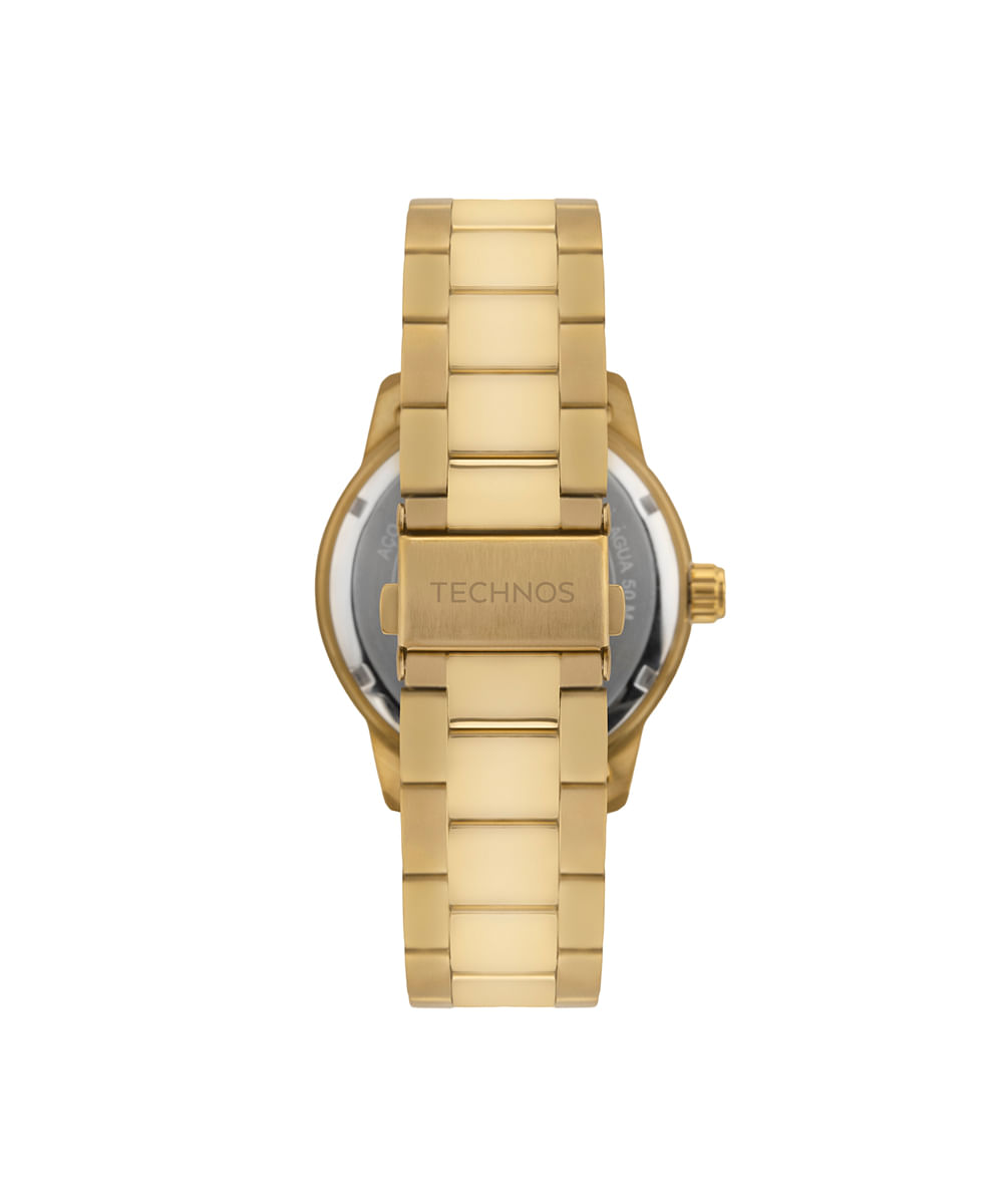 relógio masculino technos analógico calendário 2115ubf1p dourado