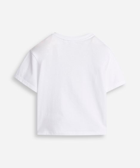 camiseta infantil manga curta aplicação flores off white
