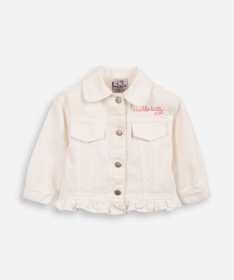 jaqueta infantil liberty hello kitty babado off white