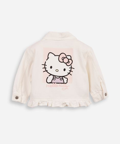 jaqueta infantil liberty hello kitty babado off white