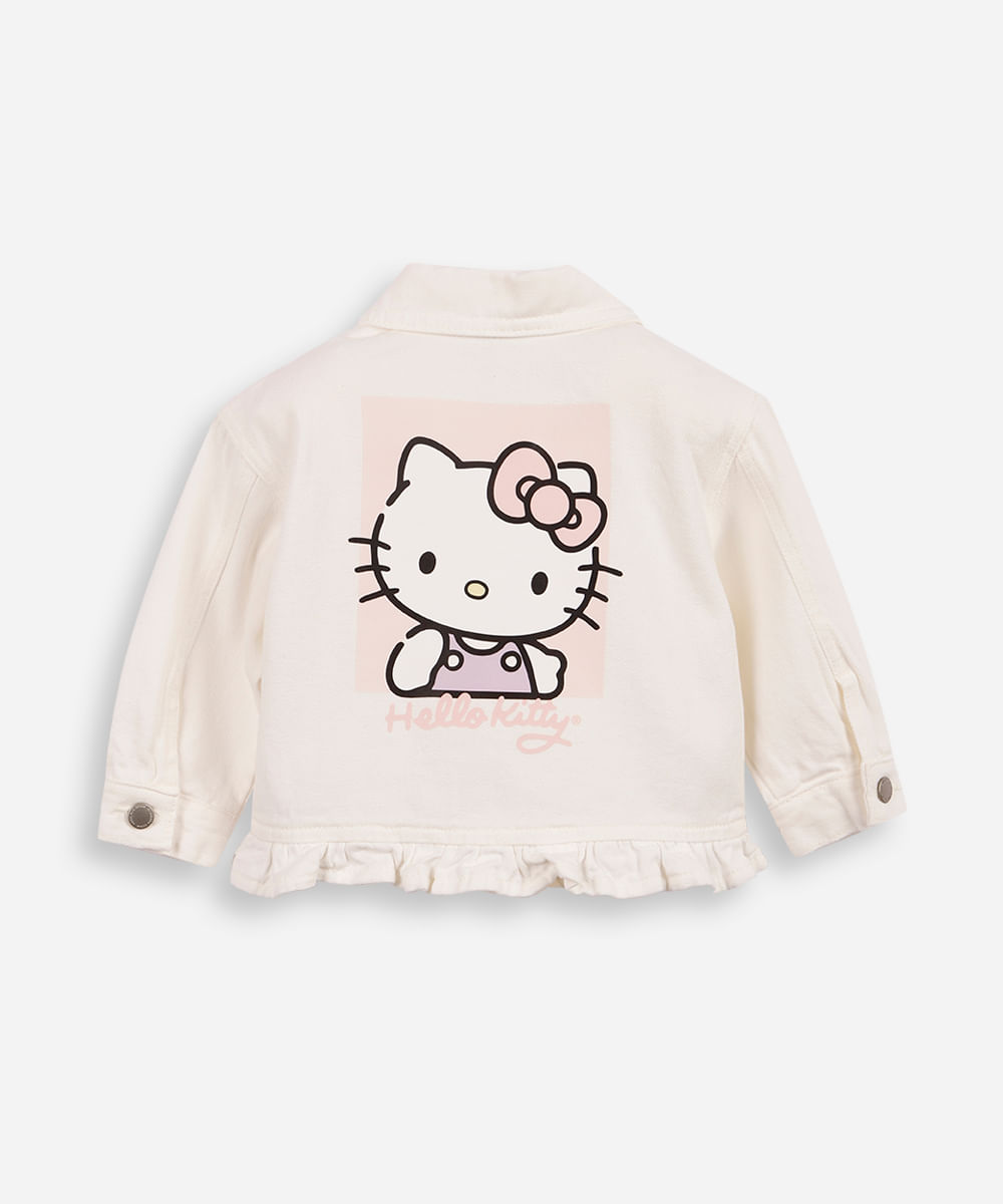 jaqueta infantil liberty hello kitty babado off white