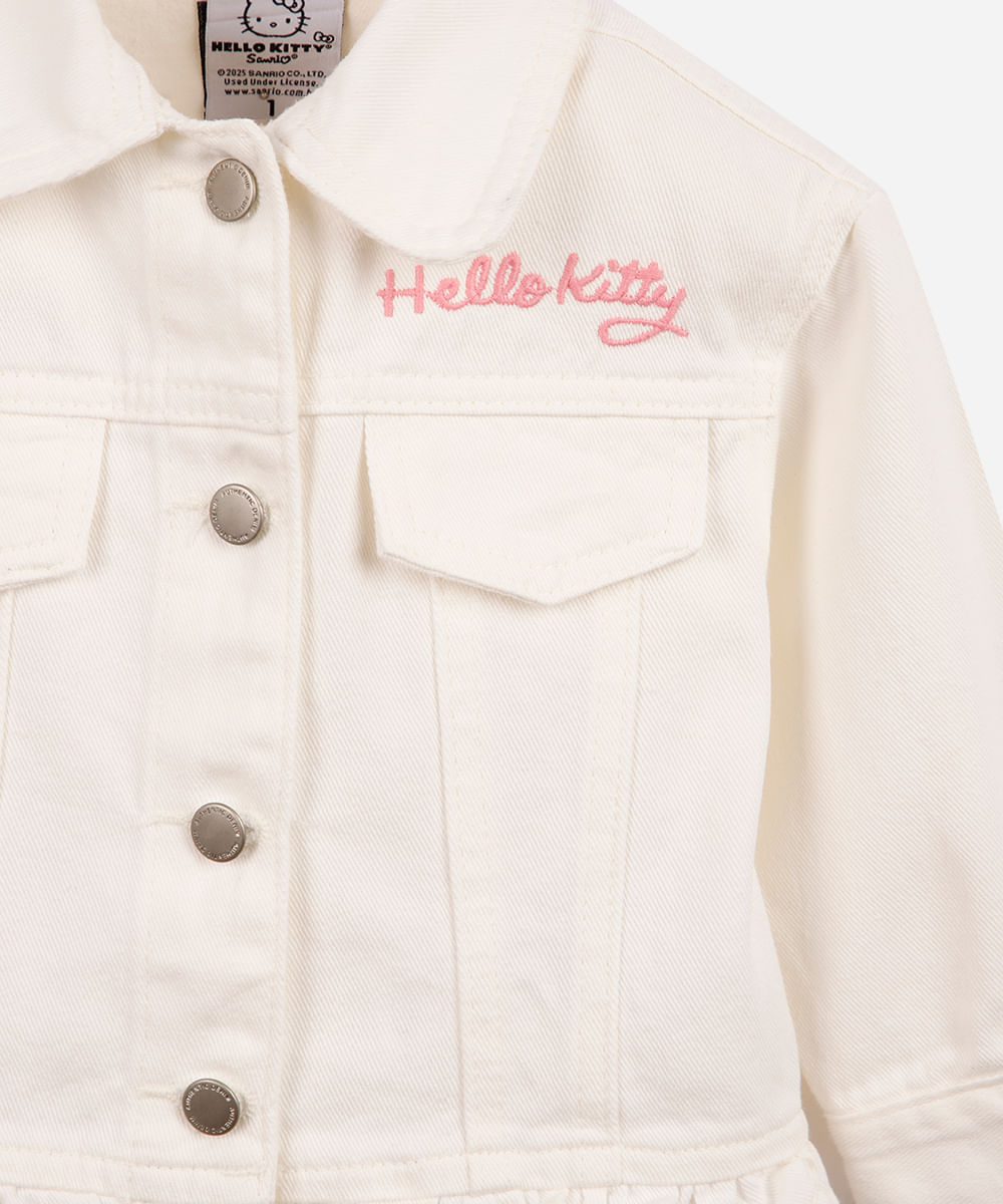 jaqueta infantil liberty hello kitty babado off white