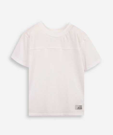 camiseta infantil malha piquet com recorte off white