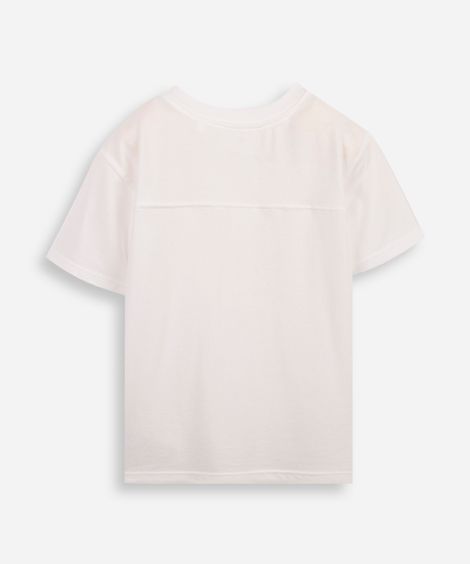 camiseta infantil malha piquet com recorte off white