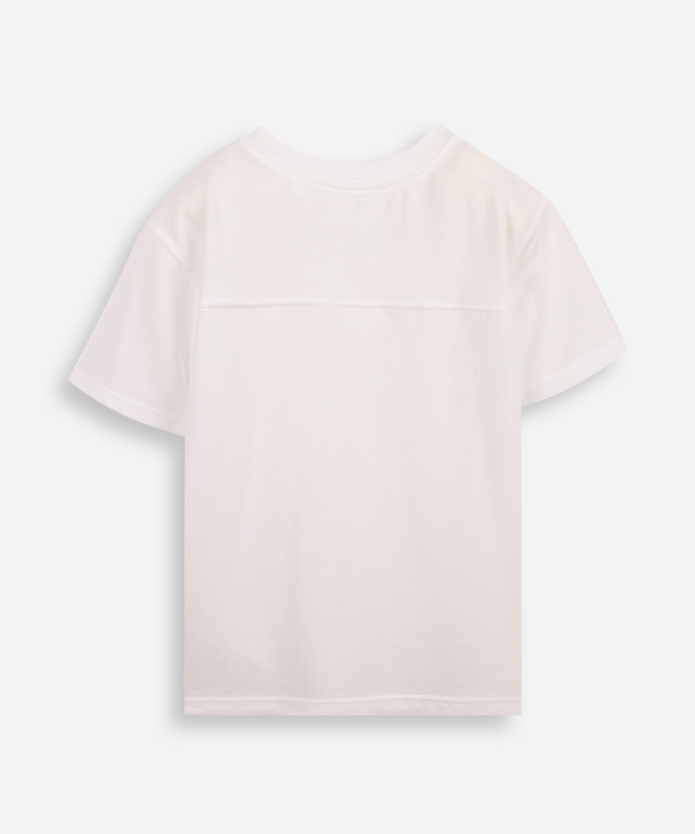 camiseta infantil malha piquet com recorte off white