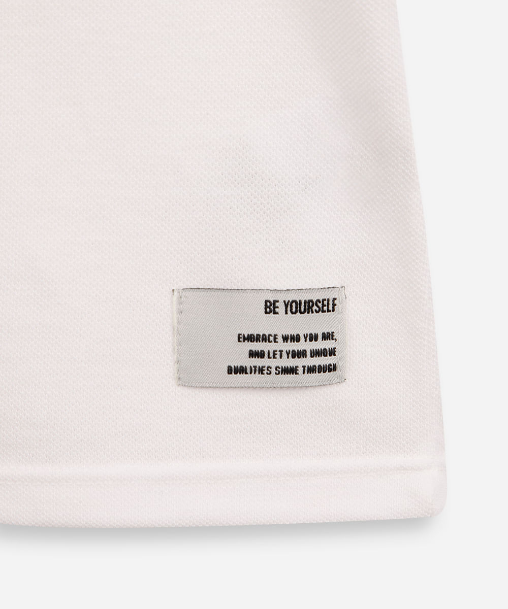 camiseta infantil malha piquet com recorte off white