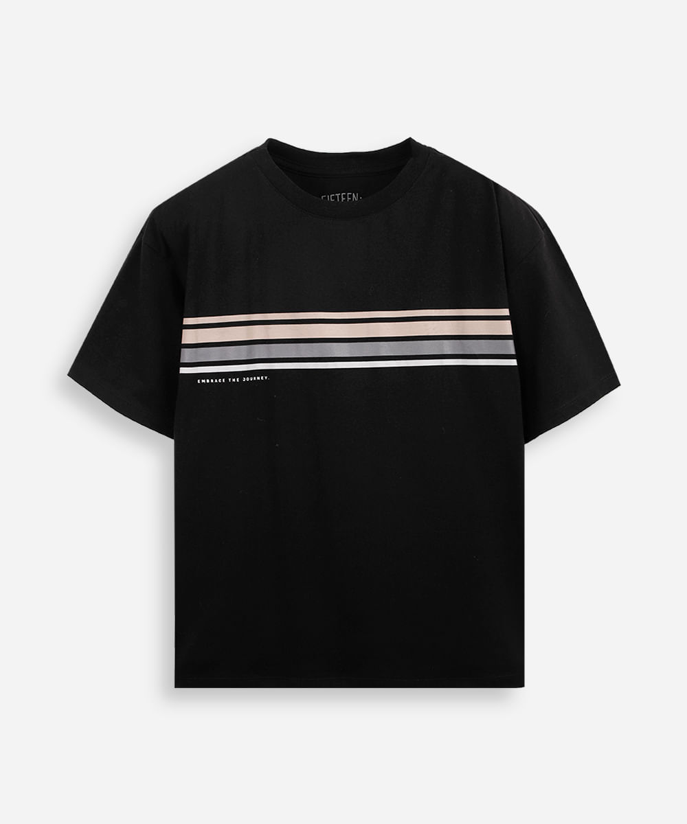 camiseta juvenil comfort listras preta